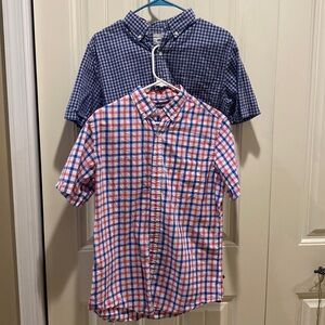 Two plaid polo shirts